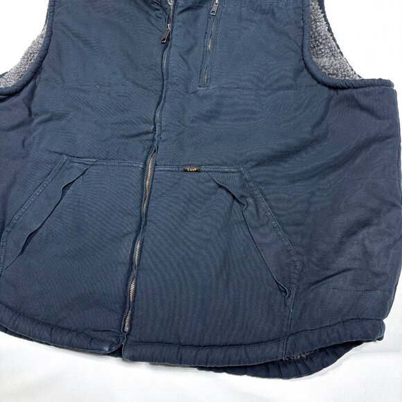 Lee Premium Select Black Canvas Sherpa-Lined Vest Winter Work Wear Mens 2XL - Picture 3 of 11